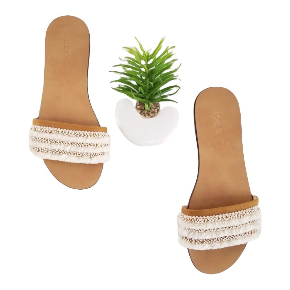 J Crew beaded fringe sandals sz 9